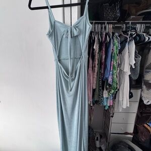 Nastygal long dress. Size 4 light blue 
Slit and backless with bow